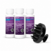 3 Minoxidil Basic Care Mujer líquido 2% + Masajeador y exfoliante de cuero cabelludo para el cuidado del cabello y uso diario