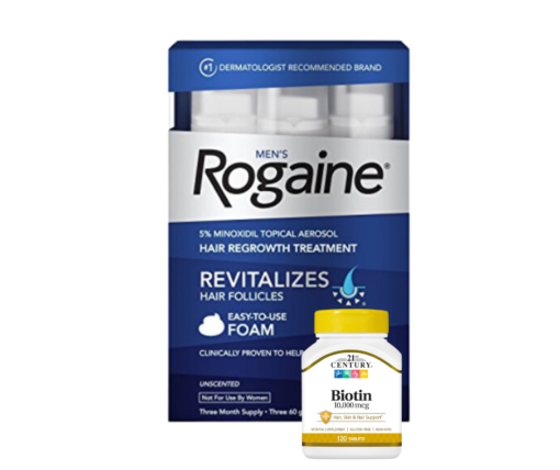 3 Minoxidil Rogaine espuma 5% hombre + 1 biotina