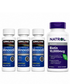 3 x Minoxidil Kirkland líquida + Biotina 4 meses