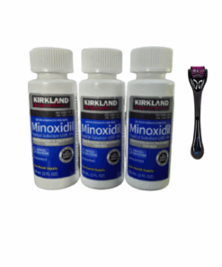 3 x Minoxidil Kirkland líquido o Basic Care 5% + Dermaroller