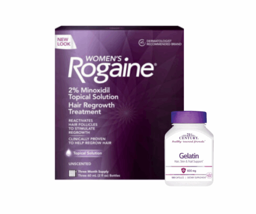 3 Minoxidil Rogaine Mujer líquido 2% + 1 gelatina